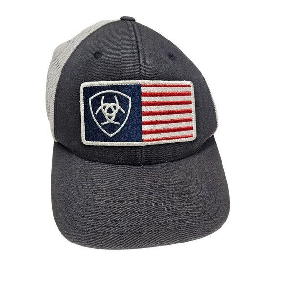 Ariat Men's Mesh Trucker Cap With American Flag & Logo Adjustable‎ - Picture 1 of 10